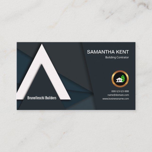 Artistic Elegant A-Frame Roof Construction Builder Business Card (Front)