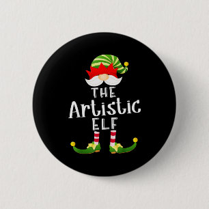 Artistic Elf Group Christmas Funny Pajama Party  2 Inch Round Button