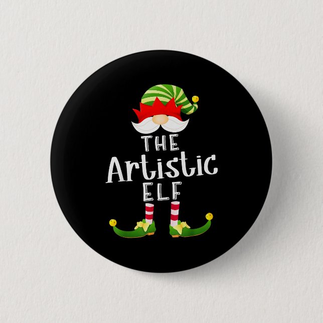 Artistic Elf Group Christmas Funny Pajama Party  2 Inch Round Button (Front)