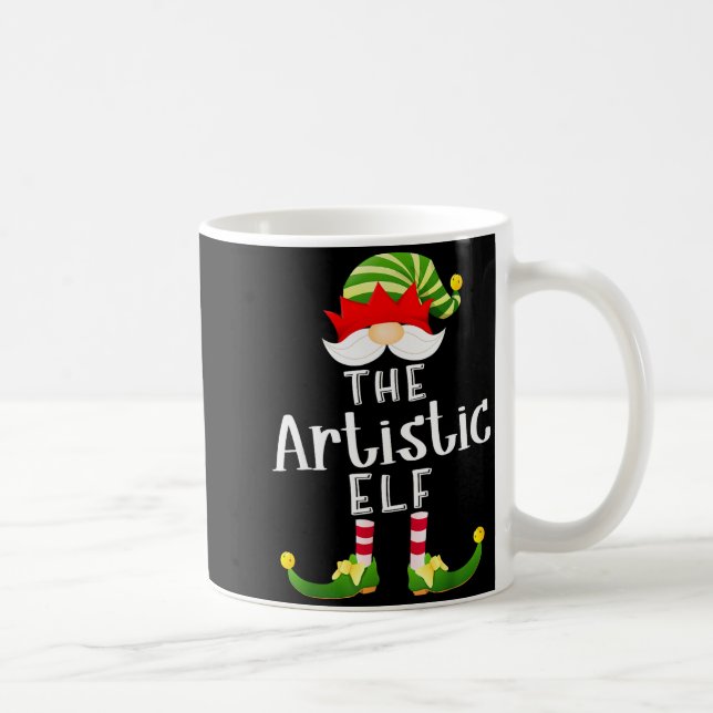 Artistic Elf Group Christmas Funny Pajama Party  Coffee Mug (Right)