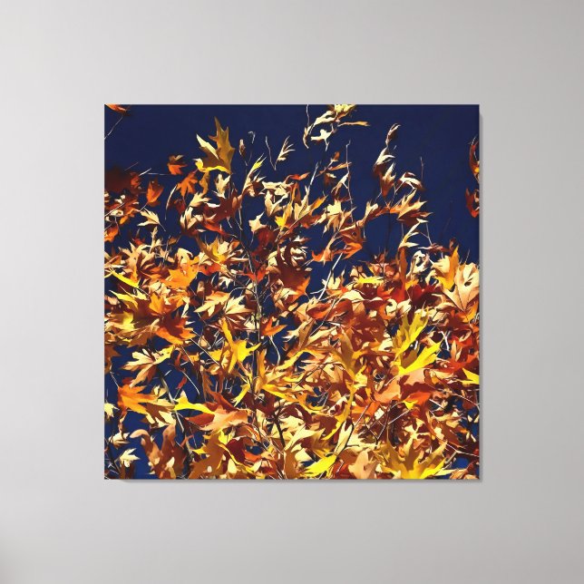 Artistic Fall Leaves Against Deep Blue Sky Canvas Print (Front)
