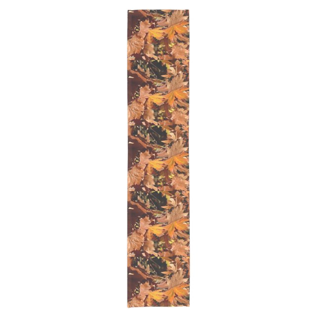 Artistic Fall Leaves In Autumn Sunshine Short Table Runner (Front)