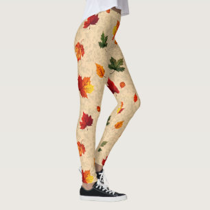 Artistic Fall Leaves Pattern Leggings