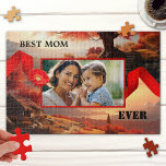 Artistic Fantasy Custom Photo Best Mom Ever Puzzle<br><div class="desc">Puzzle featuring your custom photo framed by a red ribbon on fine art landscape paintings. A delightful gift for Mom or grandma.</div>