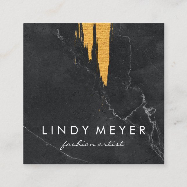 Artistic Faux Gold Brushed | Slate Square Business Card (Front)
