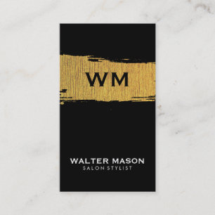 Artistic Faux Gold Brushed Texture Black Business Card