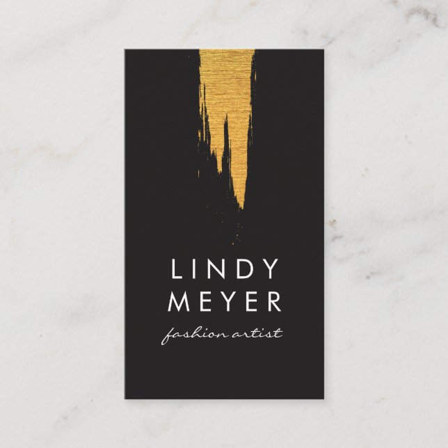 Artistic Faux Gold Brushed Vertical Business Card (Front)