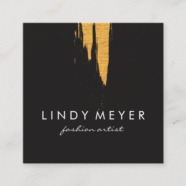 Artistic Faux Gold Brushed Vertical Square Business Card (Front)