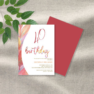 Artistic Feathers Floral Watercolor Art Invitation