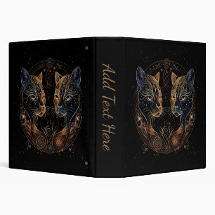 Artistic Feline Circle Twin Cats Personal Binder
