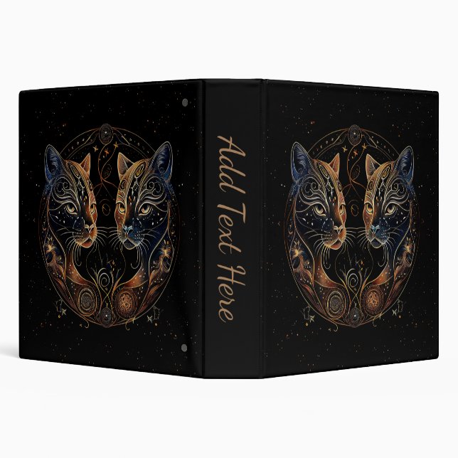 Artistic Feline Circle Twin Cats Personal Binder (Background)