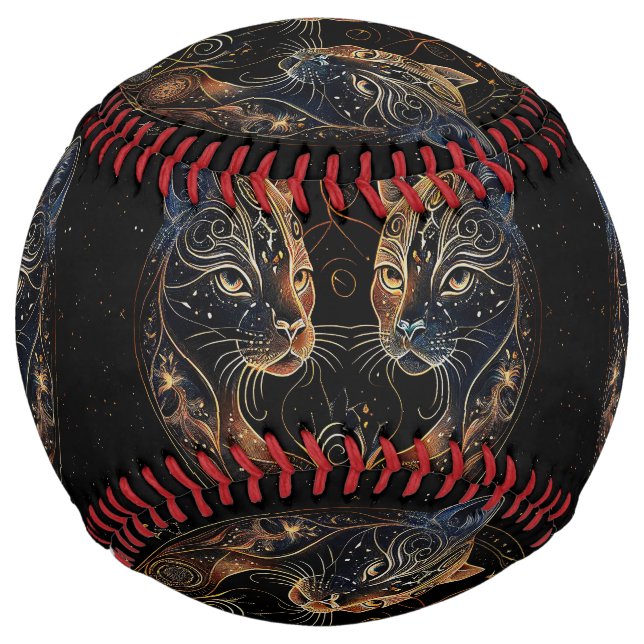 Artistic Feline Circle Twin Cats Softball (Front)