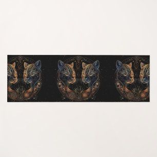 Artistic Feline Circle Twin Cats Yoga Mat