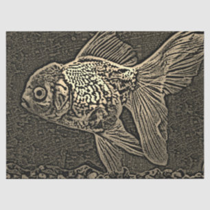 Artistic Fish Decoupage Sepia Tissue Paper