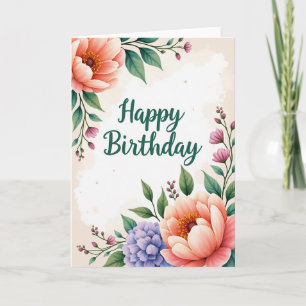 Artistic Floral Birthday Card