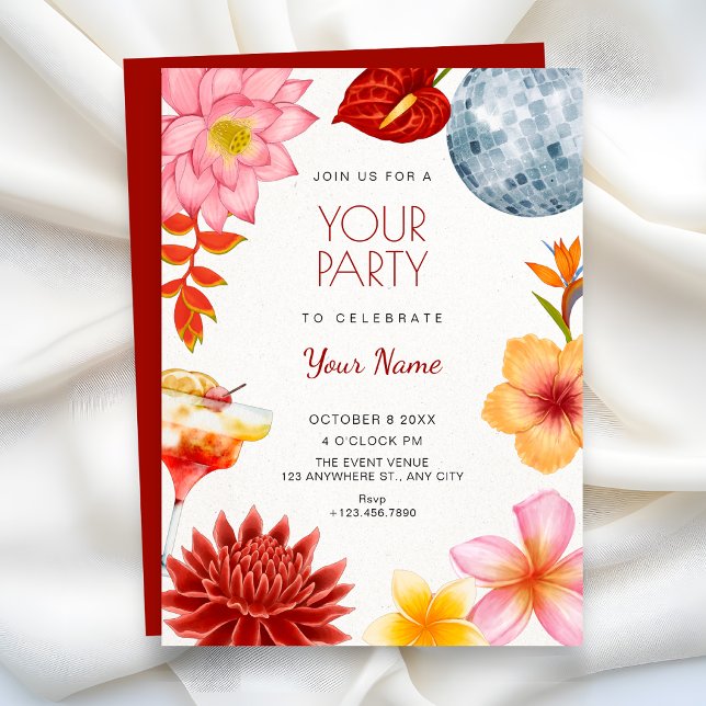 Artistic floral botanical party invitation (Creator Uploaded)