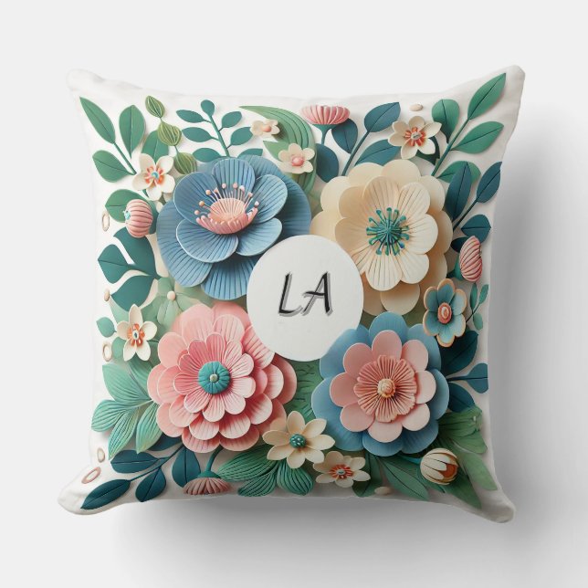 Artistic Floral Creation Featuring Paper Flowers Throw Pillow (Front)