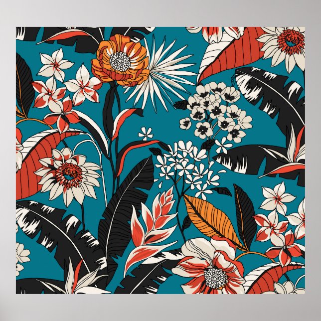 Artistic Floral Deco: Vintage Seamless Pattern Poster (Front)
