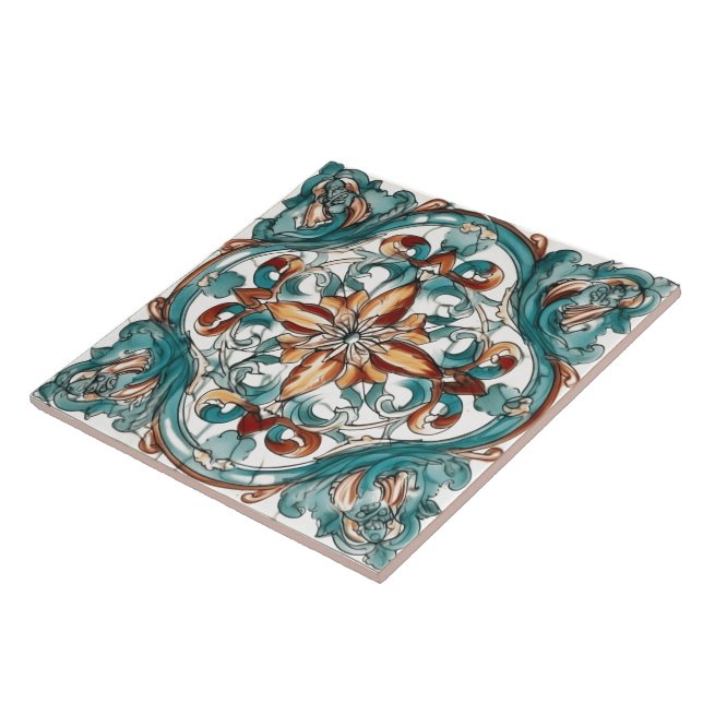 Artistic Floral Design on Decorative Ceramic Tiles (Side)
