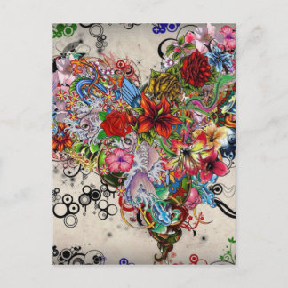 Artistic Floral Heart Valentine Holiday Postcard
