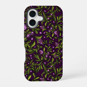 Artistic Floral Motif: Purple Flowers iPhone 16 Case