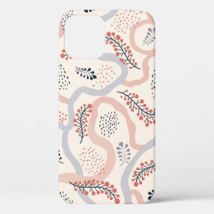 Artistic floral pattern, ornamental autumn decor. iPhone 12 case