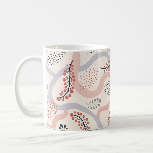 Artistic floral pattern, ornamental autumn decor. coffee mug (Left)