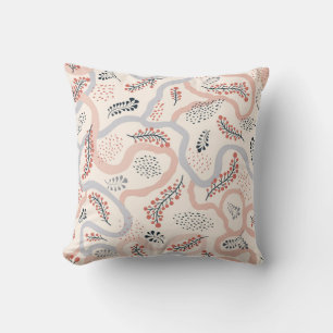 Artistic floral pattern, ornamental autumn decor. throw pillow
