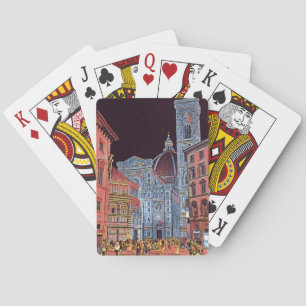 Artistic Florence Italy Street Scene with Duomo  Playing Cards