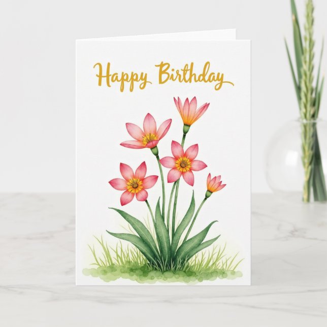 Artistic Flower Birthday Card (Front)