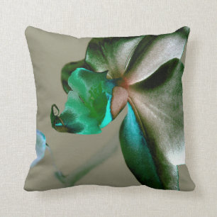 Artistic Flower in Blue, Green and Gray Tones Throw Pillow
