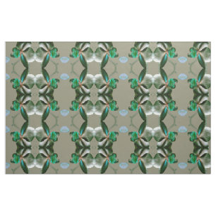 Artistic Flower in Blue, Green and Grey Pattern Fabric