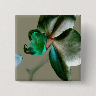 Artistic Flower in Blue, Green and Grey Tones 2 Inch Square Button