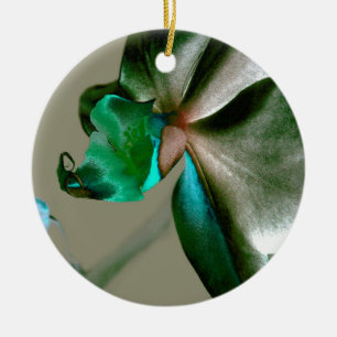 Artistic Flower in Blue, Green and Grey Tones Ceramic Ornament
