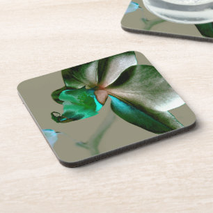 Artistic Flower in Blue, Green and Grey Tones Coaster