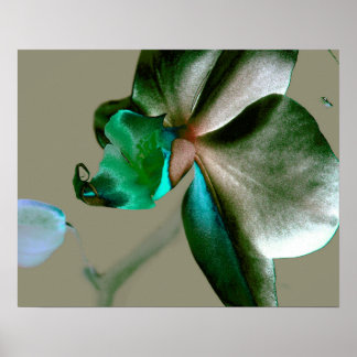 Artistic Flower in Blue, Green and Grey Tones Poster