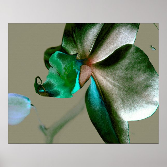 Artistic Flower in Blue, Green and Grey Tones Poster (Front)