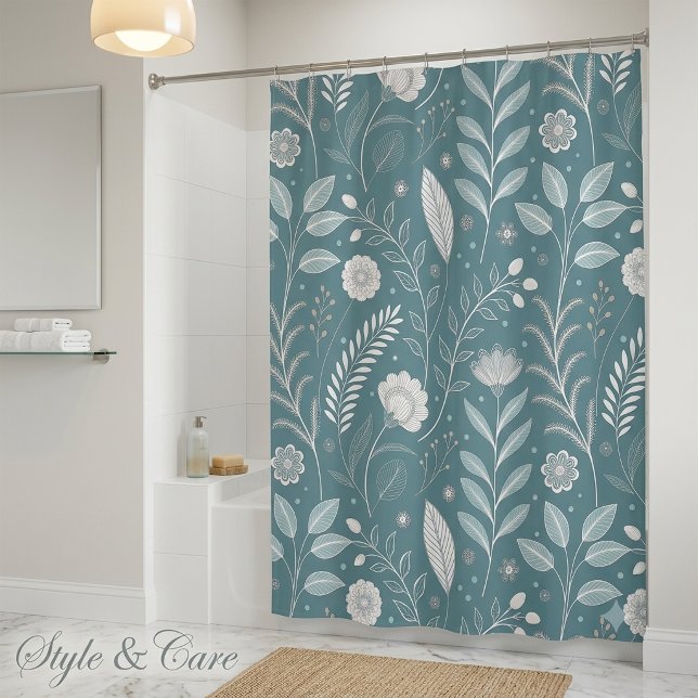 Artistic Flower Print Shower Curtain Decor (Artistic Flower Print Shower Curtain Decor)