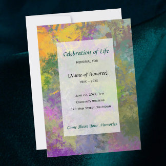 Artistic Flowers Memorial Celebration of Life Invitation