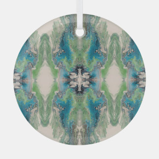 Artistic Fluid Abstract in Aqua & Green Glass Ornament