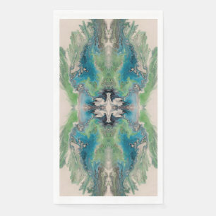 Artistic Fluid Abstract in Aqua & Green Napkin