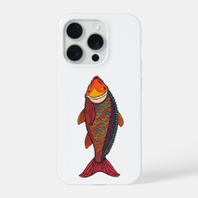 Artistic Folk Art Fish with Intricate Phone Case (Back)