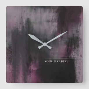 Artistic Fuchsia Modern Abstract  Square Wall Clock