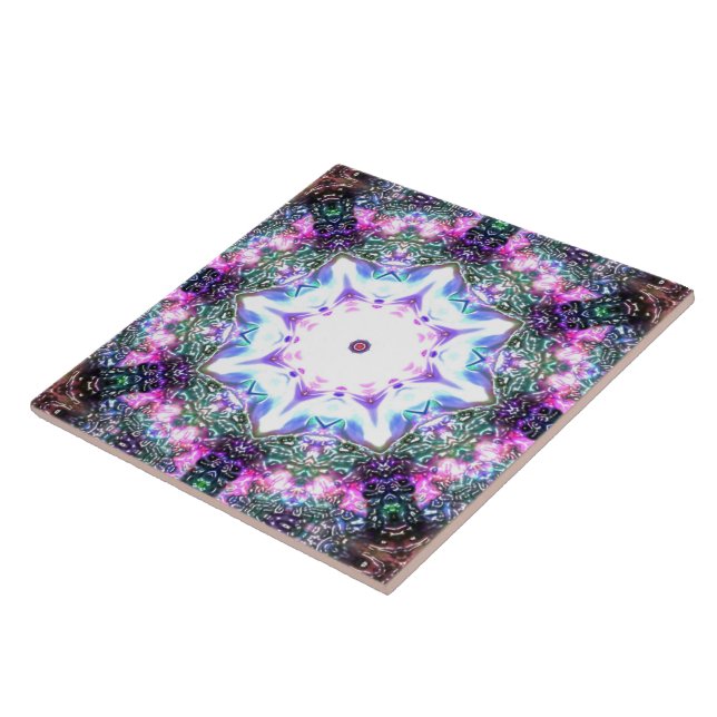 artistic futurist shiny Floral persian mandala   Tile (Side)
