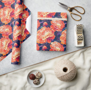Artistic Garden Inspired Peonies Print Wrapping Paper