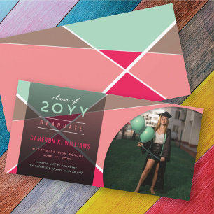 Artistic Geometric Colour Blocks Photo Graduation Announcement