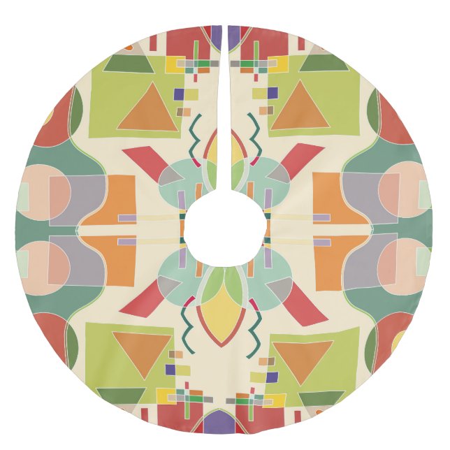 Artistic Geometric: Colourful Seamless Pattern Brushed Polyester Tree Skirt (Front)