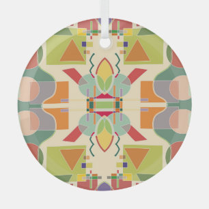 Artistic Geometric: Colourful Seamless Pattern Glass Ornament