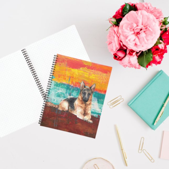 Artistic German Shepherd Abstract Painting Bullet  Notebook (Creator Uploaded)