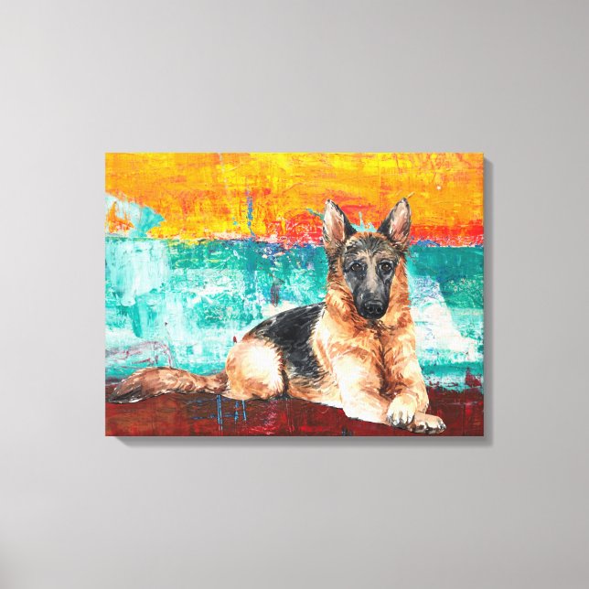 Artistic German Shepherd Abstract Painting  Canvas Print (Front)
